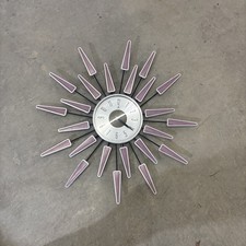 Vintage  Mid Century Modern Starburst  Atomic Wall Clock Works Great 🔥🔥🔥 picture