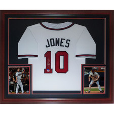 Chipper Jones Autographed Atlanta Braves (White #10) Deluxe Framed Jersey - Beck picture