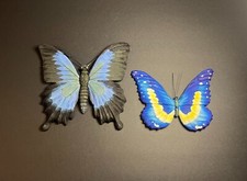 Set of 2 Unique Hand-Crafted Resin Ulysses & Morpho Helena Butterfly Wall Art picture