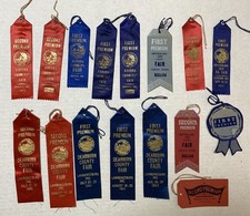 Vintage 1938 - 1942 Indiana Farmers & County Fair Award Ribbons Lot Of 16 picture