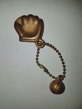 Vintage Early 1960’s Baseball Glove & Ball Keychain Goldtone Metal picture
