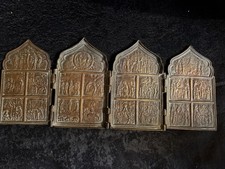 Antique Russian Bronze Icon Four Plaques Religious Orthodox Church picture