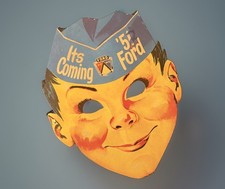 Vintage 1952 FORD Dealership Promo Paper Mask Teaser Ad NY Dealer Stamp RARE picture