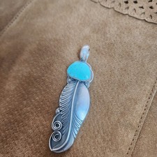 Navajo Handcrafted Turquoise and Sterling Silver Pendant; PD2018 picture