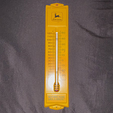Vintage John Deere Metal Advertising Thermometer - Working Tube picture
