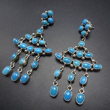 Sensational TURQUOISE Cluster Dangle Chandelier EARRINGS Esther Spencer NAVAJO picture