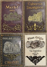 VTG Italian Market Sign Wine Plaque Grapes Ornate Old World Tuscan Kitchen Gold picture