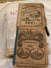TWO ALMANACS NORTH AMERICAN & FARMERS MECHANICS 1851 1853 976 picture