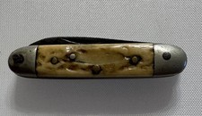 Vint A.W. Wadsworth & Son Germany Mini Scout Pocket Knife Jigged Bone No Emblem picture