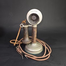 Antique Kellogg Candlestick Telephone Nickel Plated Brass Black Base. Pat. 1907 picture