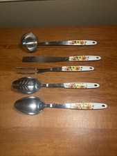 Vintage EKCO Country Garden Floral Stainless Steel Utensils Set of 5 picture