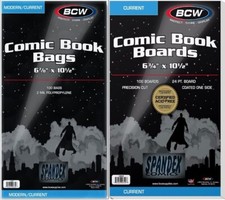 100 BCW 2-Mil Current Modern Poly Bags & Comic Boards Acid Free Safe Storage picture