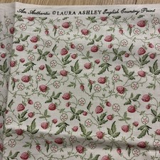 VTG Laura Ashley Red Strawberry English Country Print Upholstery Fabric 23”/28”W picture