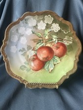 Antique CT Altwasser Germany Plate Hand Painted Apples Fruit Gold Gilt Rim 1890s picture