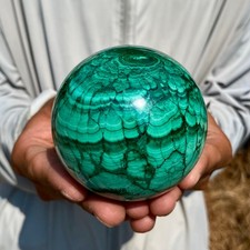 1.76LB Rare Natural Malachite quartz hand Carved sphere Crystal Healing picture