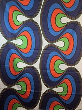 VTG 1970s Fabric Wall Hanging Whirlpool Curves Denmark Psychedelic Era -60