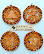 Vintage North Carolina Longleaf Pine Needle Christmas Ornaments Hand Woven 4pc picture