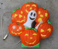 Vintage 1996 Halloween Ghost Pumpkin JOL Wreath Blow Mold Don Featherstone Union picture