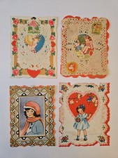 Lot 4 Antique 1920s Valentines Folded Vintage Doily picture