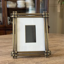 Vintage Fetco Heavy Bronze Metal Matted Picture Frame 3.5 x5