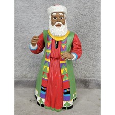 Vintage Wal-Mart Black Santa Claus Figurine Kente Robe Christmas Decor 8.5