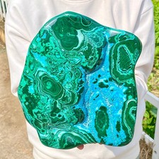 13LB Large natural blue-green silicon peacock stone repair and treatment picture
