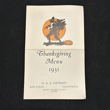 Pre WWII 1931 USS Detroit Cruiser Thanksgiving Menu US Navy picture