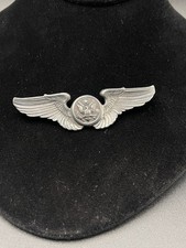 🔥 Amazing Large WWII Sterling Silver Air Crew Flight Wings 3” Wide Pin picture