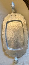 Continental Mark Silverlook Hand Wrought Hammered Aluminum Tray with Handles 597 picture