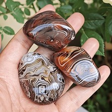 3Pc Natural Crystal Silk Agate Tumble Palm Polished Reiki Home Decor Collection picture
