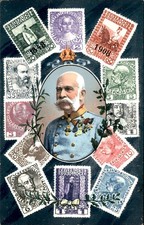 Austrian postage stamps collage Franz Josef L.B.P. c1900s-10s Postcard bhn picture
