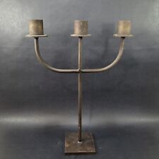 TAG Cast Metal 3 Arm Candelabra Taper Candlestick holder Black 14 Inches tall picture