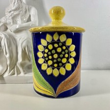 EDUARDO VEGA Artesa CANISTER VTG 60-70s Ecuador Ceramic SUNFLOWER Girasol Motif picture