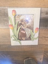 VTG 3D Flowers Floral Resin Photo Frame Table-Top Easel Back 5x7 picture