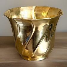 Vintage Solid Brass Gold-Tone Swirl Planter picture