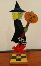 Nancy Thomas Handmade Folk Art Witch Moving Arms & Legs Signed 2009 8.75
