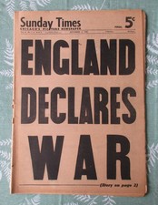 3 Sept 1939 * Chicago Sunday Times * ENGLAND DECLARES WAR * 2 front pages * 72pp picture