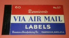 Vtg Dennison's VIA AIR MAIL No. 37 Labels About 20 Labels picture