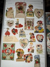 Lot 20 Vintage 1900- 1920 Valentine Cards Die Cut Honeycomb Mechanical USA picture