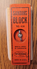 Vintage Warner No. 436 Sanding Block Wood Hand Sander Wing Nut Lock USA picture