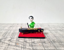 Thailand Clay Jakhe Figurine Thai Musical Instrument Traditional Green Lady Mini picture