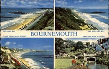Bournemouth Dorset Co England Pavilion Rock Garden Pier beach 1964 postcard picture