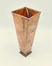 Vintage Made in Turkey Marked Solid Copper Square Vase 11.5 Inch picture