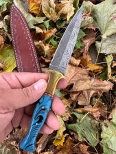 Vintage Custom Damascus double edged dagger boot knife Fixed Blade Collectibe picture