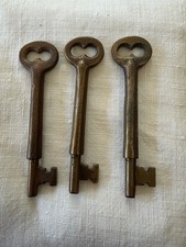 3 Vintage Brass Skeleton Keys Decorative Furniture, Cabinet Keys.. picture