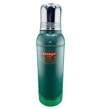 Vintage Stanley Super Vac Thermos Hammertone Green Stainless Steel Lining 1950's picture