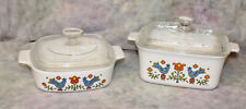 (EM) Vintage 4PC CorningWare® Friendship Bluebird Casserole Bowls w/Clear Lids picture