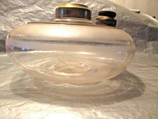 ANTIQUE~~H.T.F. CLEAR & FROSTED BUTTON BOTTOM OIL LAMP FONT 1878 picture
