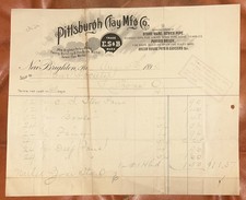 Pittsburgh Clay Manufacturing Company New Brighton PA 1893 Letterhead  picture