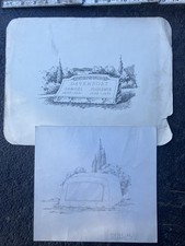 Antique Hunter Granite Co Milbank SD Monument Sketch Blueprint Bliss Era 1930s picture